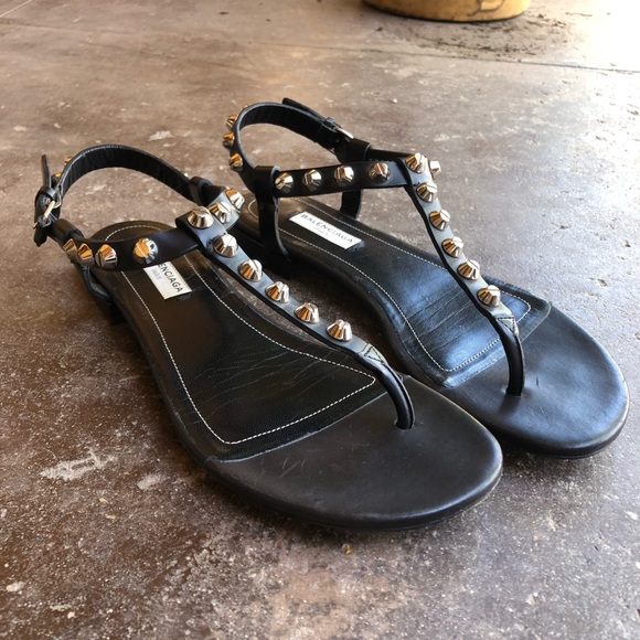 Balenciaga Black Studded Thong Sandal - Picture 2 of 7